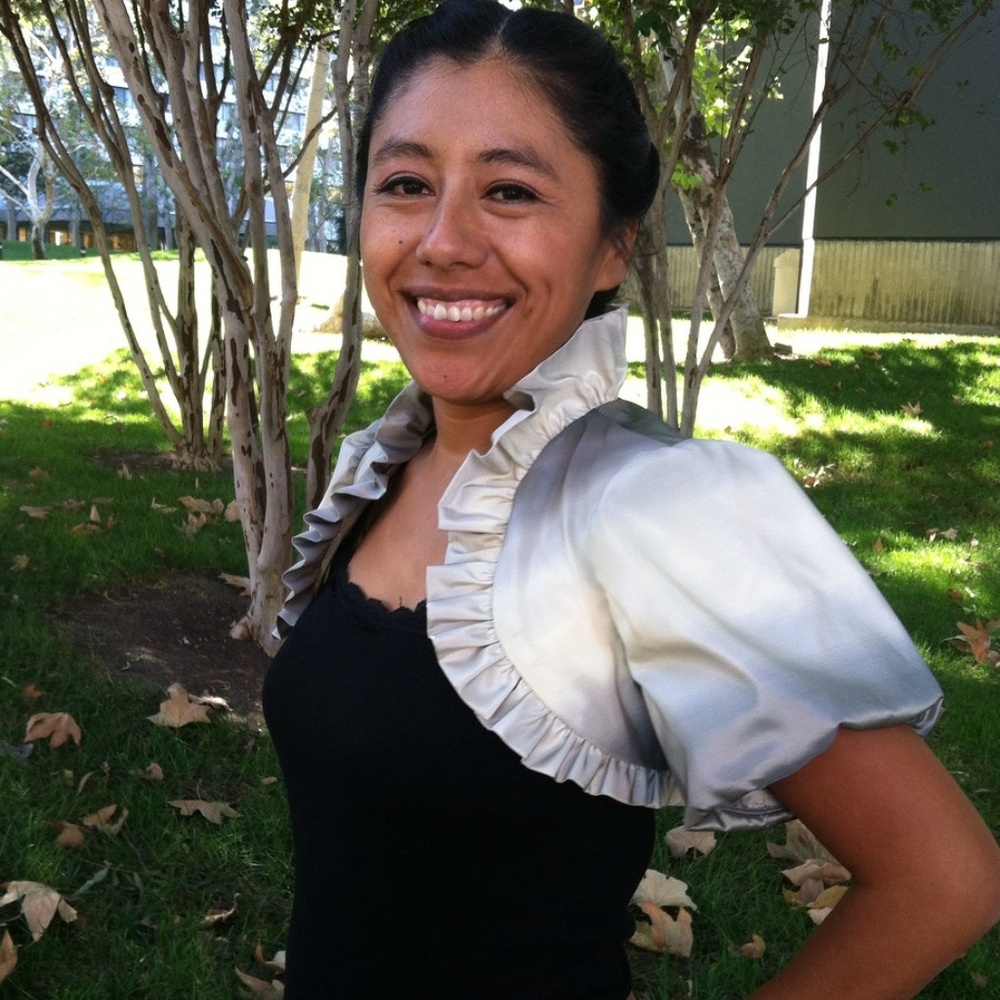 Bolero Jacket With Ruffle In Woven Ombre Taffeta